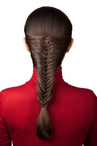 47328441 - elegance hairstyle french braid isolate on white